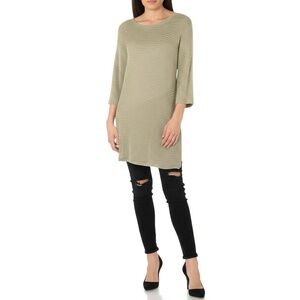 Chicos Sweater Womens‎ Size XL XXL Sage Green Metallic Tunic Boat Neck
